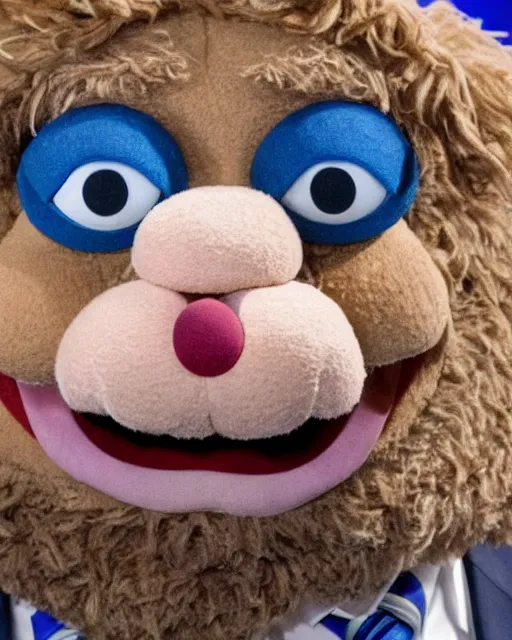 Prompt: closeup portrait of ted cruz muppet behind a podium in a cpac convention, intricate detail, octane, editorial photo