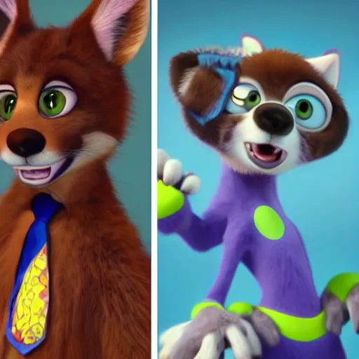 Image similar to a furry fursona, pixar style