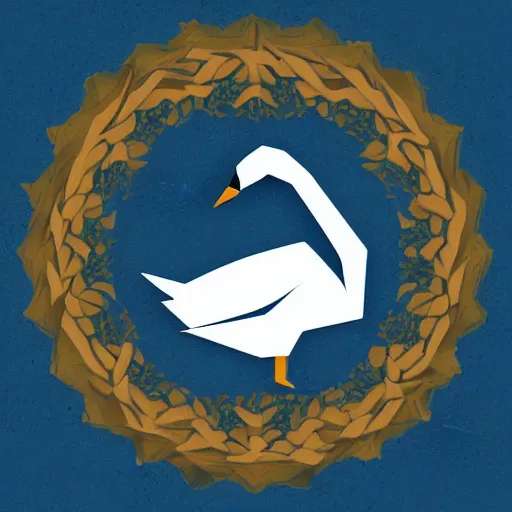 Prompt: best origami logo image for a blue swan, png, vector