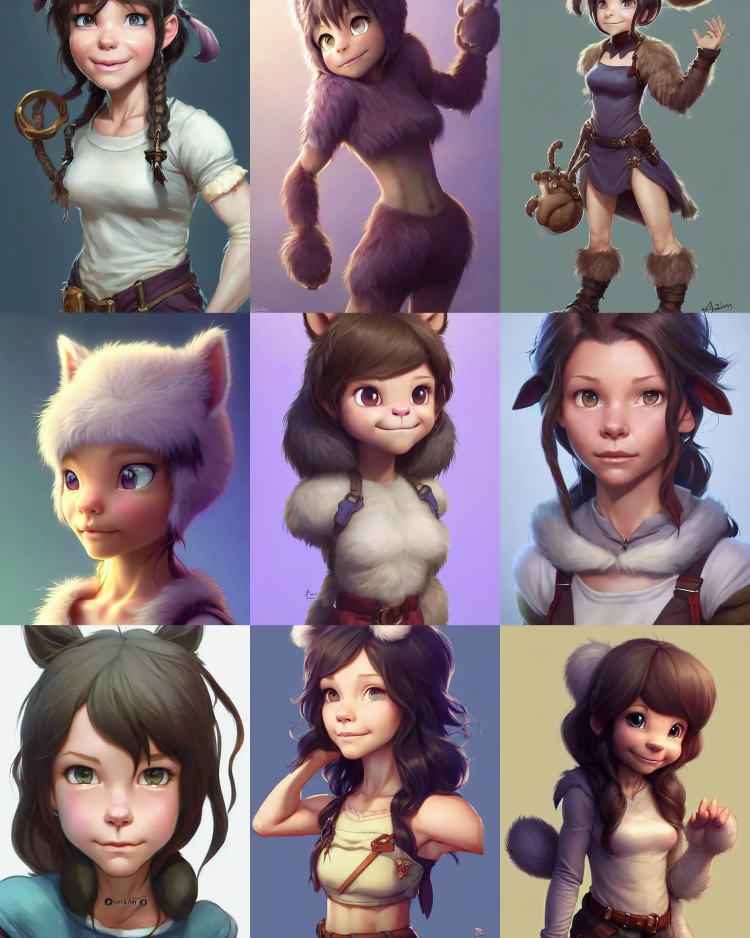 Prompt: character concept art of a evangeline illy as cute young female anthropomorphic furry | | cute - fine - face, pretty face, key visual, realistic shaded perfect face, fine details by stanley artgerm lau, wlop, rossdraws, james jean, andrei riabovitchev, marc simonetti, and sakimichan, trending on artstation