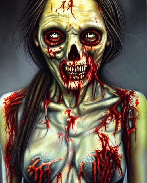 Image similar to a realistic detailed portrait painting of a zombie