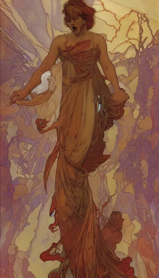 Image similar to rage, by alfons maria mucha