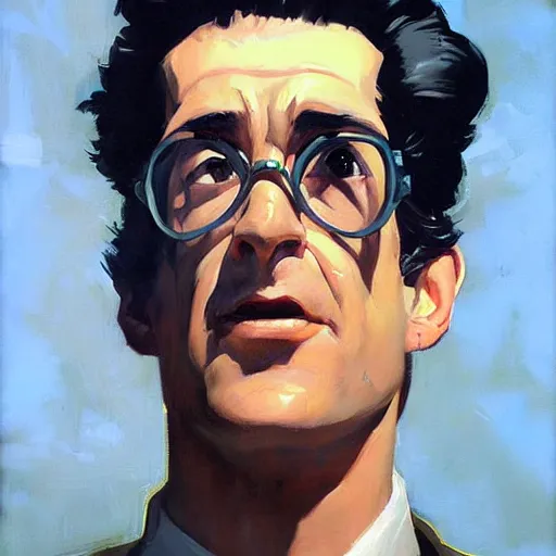 Image similar to greg manchess portrait painting of armored ghostbuster egon spengler as overwatch character, medium shot, asymmetrical, profile picture, organic painting, sunny day, matte painting, bold shapes, hard edges, street art, trending on artstation, by huang guangjian and gil elvgren and sachin teng
