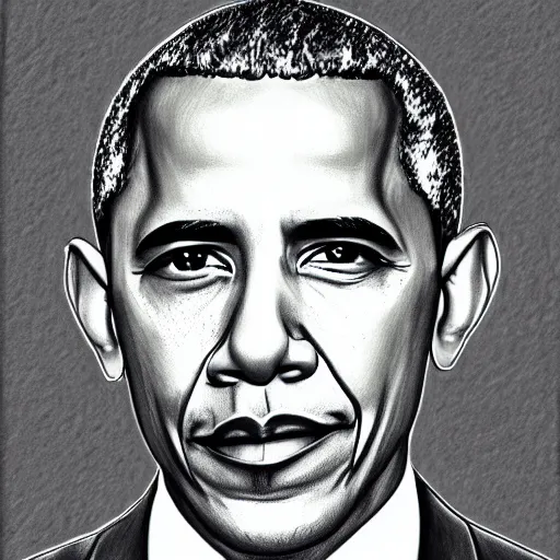 Prompt: Barack Obama portrait pencil sketch