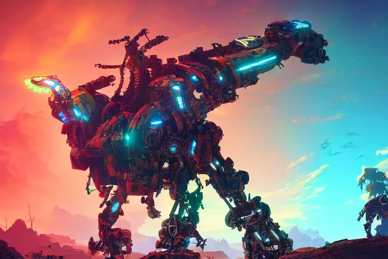 Image similar to scorcher machine mecanical creature robot of horizon forbidden west horizon zero dawn bioluminiscence global illumination ray tracing hdr fanart arstation by ian pesty and alena aenami artworks in 4 k