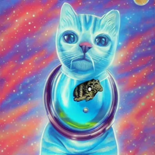 Prompt: ultrarealism, vast spaces, cosmic background, cat in space suit