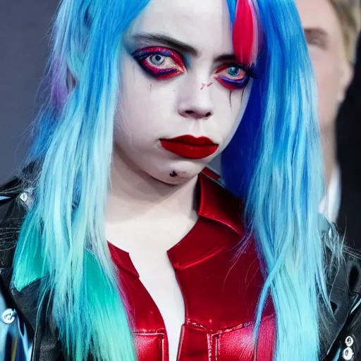 Image similar to Billie Eilish as Harley Quinn 4k detail