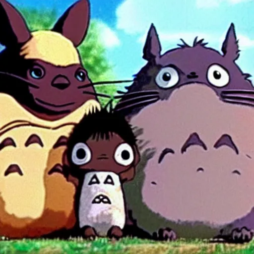 Image similar to a screenshot from the movie My Neighbour Totoro, with a guinea pig