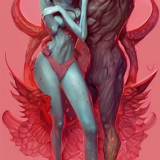 Image similar to god hugs satan anno sakimichan stanley artgerm lau rossdraws james jean marc simonetti elegant highly detailed digital painting artstation