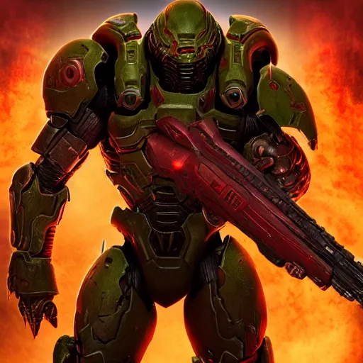 Image similar to doom slayer from doom eternal, photography