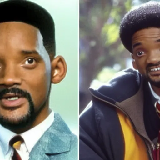 Image similar to Harry Potter next to Will Smith in Fresh Prince of Bell Air