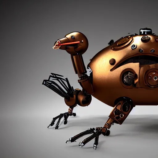 Image similar to a robotic steampunk turkey, high quality blender render, trending on artstation, hd