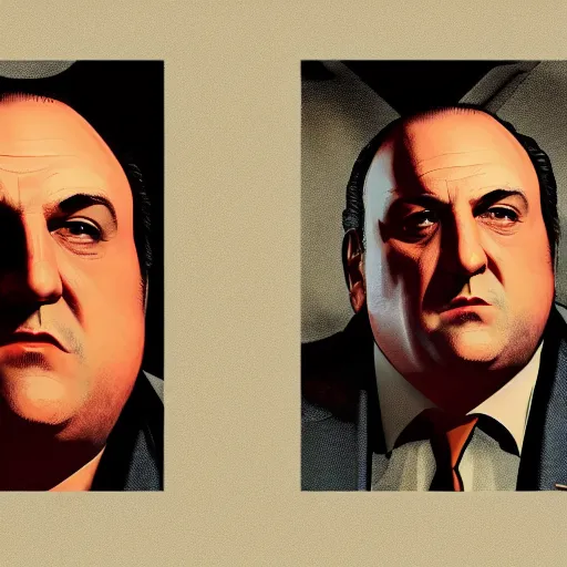 Prompt: Tony Soprano in the style of a GTA loading screen, Stephen Bliss, trending on artstation