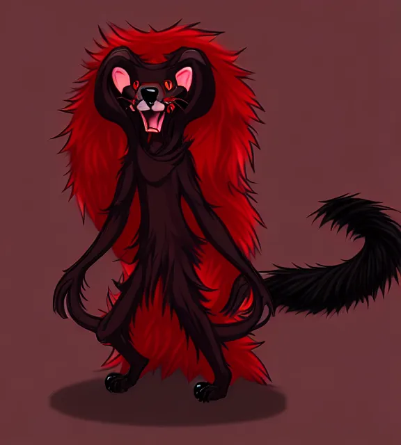 Image similar to furry - male - red - black - weasel - necromancer - fursona uhd ue 5 visual novel pc game expressions