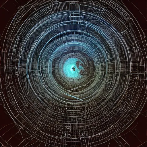 Prompt: radial singularity by jeffrey smith and wlop and gustave dore, featuring wires, circuitry, code, binary, cryptonomicon, dmt entity, ambient occlusion, 3 d concept render, scientifically accurate, artstation, intricate, beautiful, look at that detail!