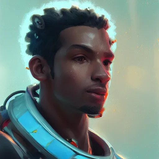 Image similar to very detailed masterpiece painting of lucio from overwatch, portrait, artstation, concept art by greg rutkowski