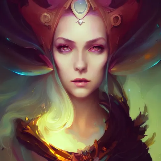 Image similar to a portrait of a beautiful morgan le fay, art by pete mohrbacher and guweiz and ilya kuvshinov, digital art, highly detailed, intricate, sci - fi, sharp focus, trending on artstation hq, deviantart, unreal engine 5, 4 k uhd image