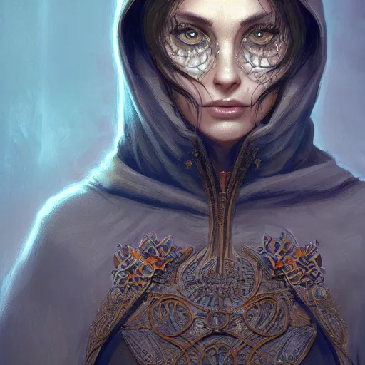 Prompt: portrait of archmage skeleton in a hoodie, d & d, face, fantasy, intricate, elegant, highly detailed, digital painting, artstation, concept art, smooth, sharp focus, illustration, art by artgerm and greg rutkowski and alphonse mucha