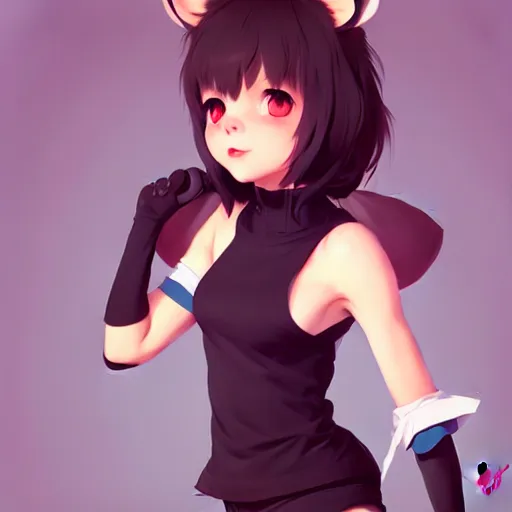 Prompt: full body character design portrait of a cute anthropomorphic rat girl with rat ears and a tail, 4 k, concept art, by wlop, ilya kuvshinov, artgerm, krenz cushart, pixiv.