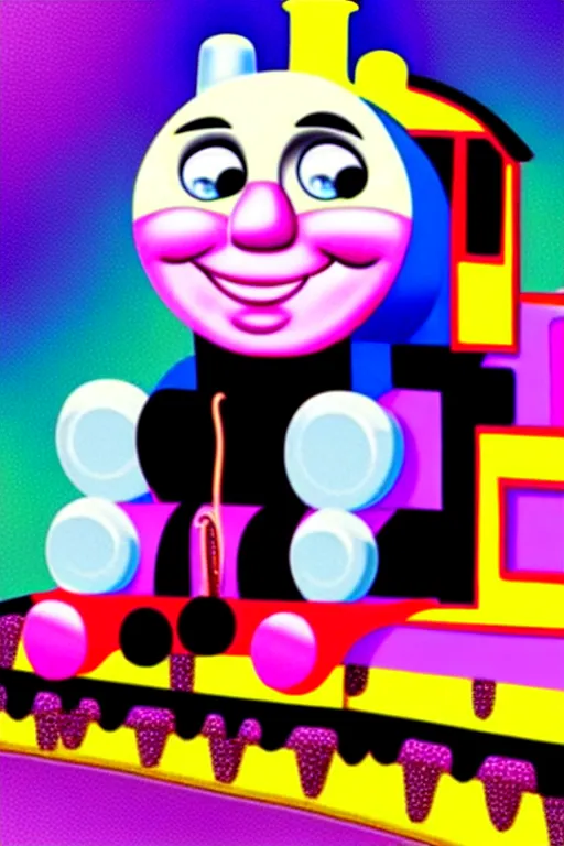 Prompt: Thomas the Train by Lisa Frank