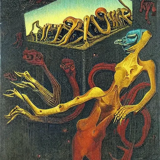Prompt: eldritch horror by max ernst