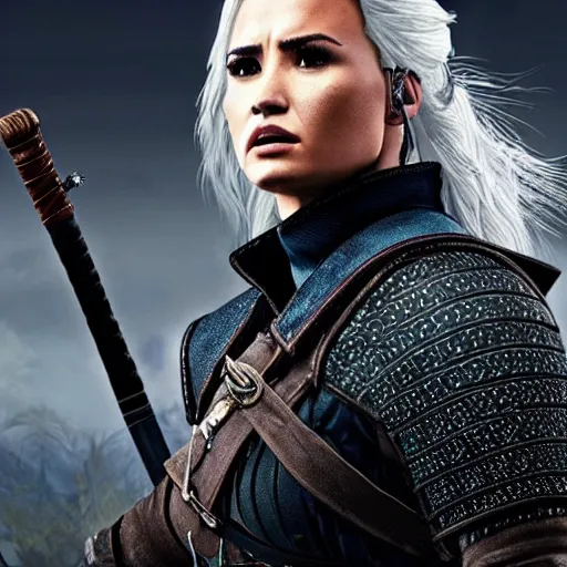 Prompt: Demi Lovato in The Witcher 3