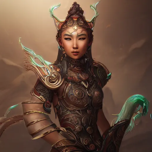 Image similar to portrait of Nezha, digital art, highly detailed, concept art, intricate, sharp focus, Trending on Artstation HQ, deviantart, unreal engine 5, 4K UHD image