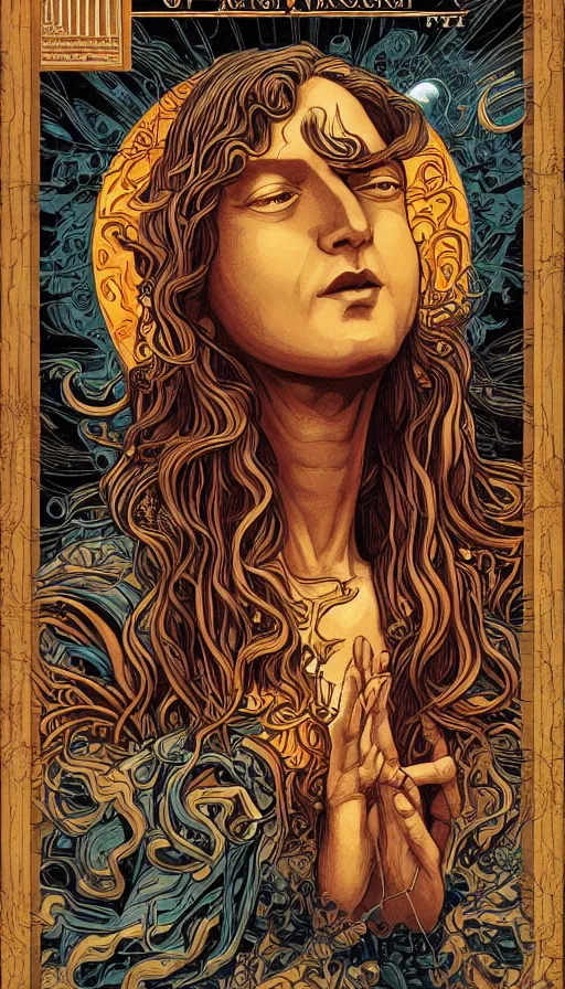 Image similar to The oracle of ancient wisdom, italian futurism, da vinci, Dan Mumford, Josan Gonzalez