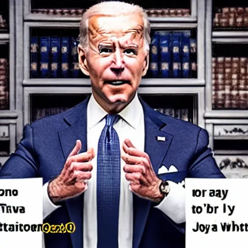 Image similar to Joe Biden T-posing threateningly in the doorway, lit from behind, scary, photo