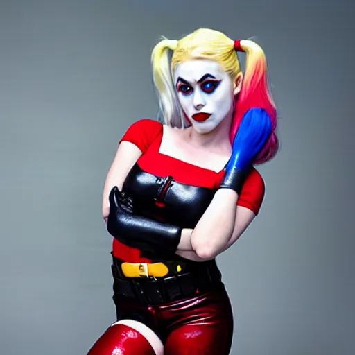 Image similar to scarlett johanneson as harley quinn, golden ratio, hd, centered