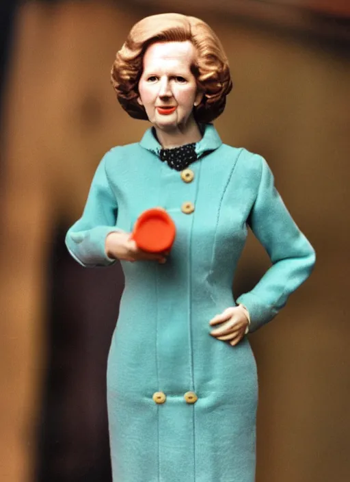 Image similar to Photo of a 1979 action figure of Margaret Thatcher, mint condition, still with packaging