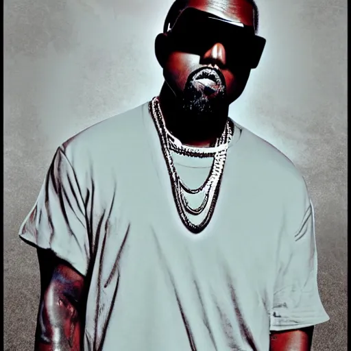 Image similar to : kanye west wearing vr goggles, digital art, illustration, art station