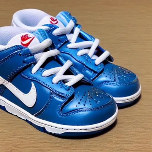 Image similar to a pair of nike dunk baby blue and white