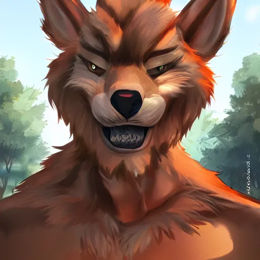 Image similar to anthro furry man at Eurofurence, artstation