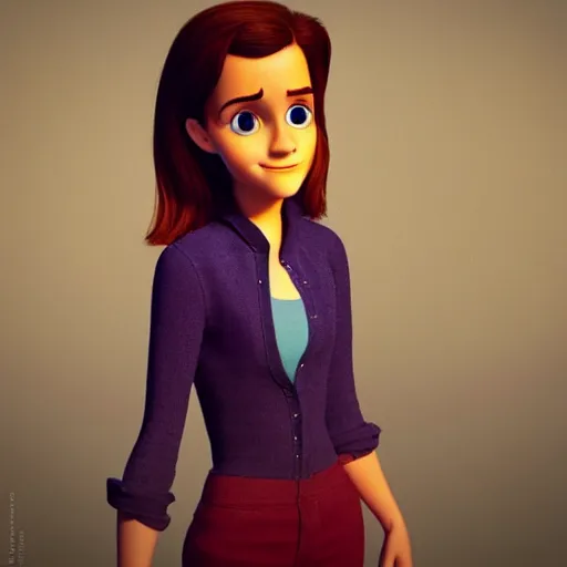 Image similar to 3 d render of emma watson in the style of pixar movies