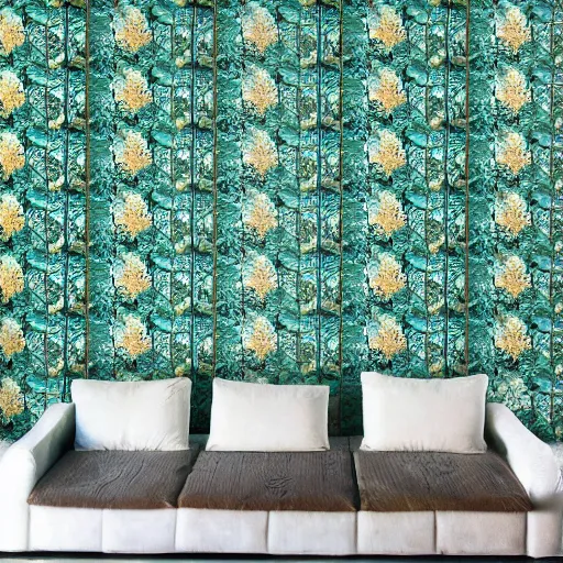 Image similar to stone roses wallpaper in a modern lounge, picture in a catalogue, beautiful interior design,