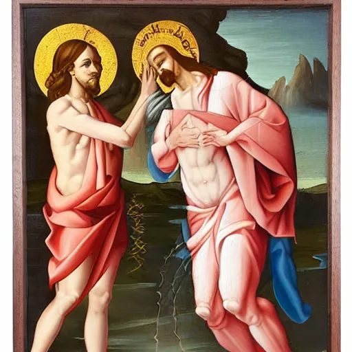 Image similar to the baptism of christ. oil on panel.