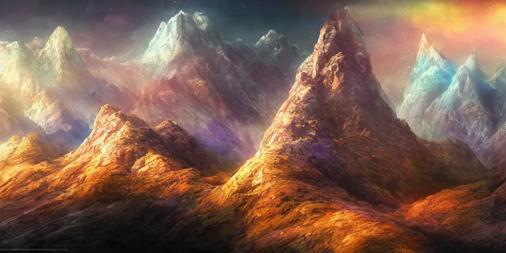 Prompt: a professional photographic portrait view picture of a cosmic mountain, photographic filter unreal engine 5 realistic hyperdetailed 8 k ultradetail cinematic concept art volumetric lighting, fantasy artwork, very beautiful scenery, very realistic painting effect, hd, hdr, cinematic 4 k wallpaper, 8 k, ultra detailed, high resolution, artstation trending on artstation in the style of albert dros glowing rich colors powerful imagery