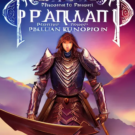 Image similar to portrait of a human paladin, litrpg novel cover, Chinese Mongolian script, book cover