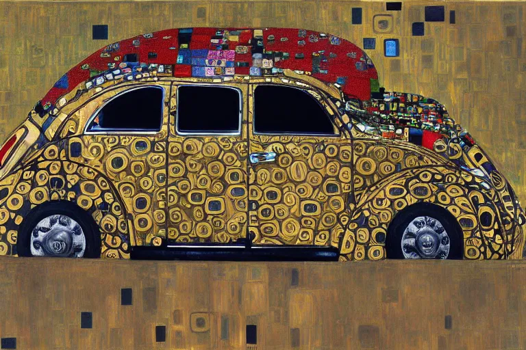 Image similar to gustav klimt vw beetle