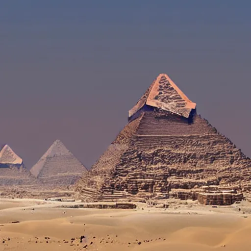 Prompt: futuristic Giza pyramids circa year 3000