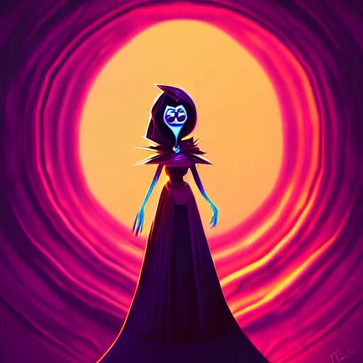 Prompt: curled perspective digital art of a dark hair woman wearing shemagh by anton fadeev from nightmare before christmas