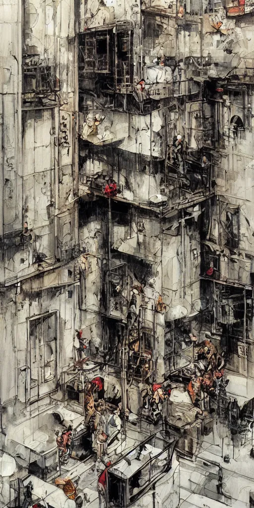 Image similar to oil painting scene from old elevator by kim jung gi