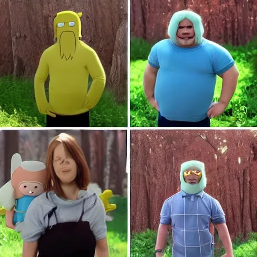 Image similar to finn and jake from adventure time as real humans