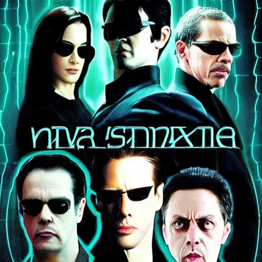 Image similar to matrix movie poster with Steve Buscemi