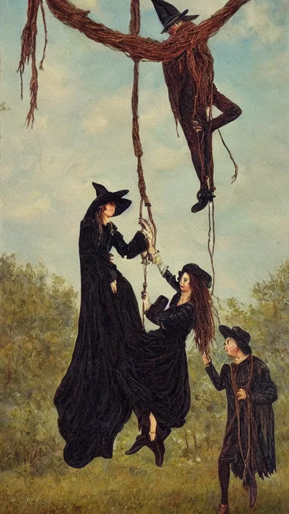 Prompt: witch hanging, victorian painting