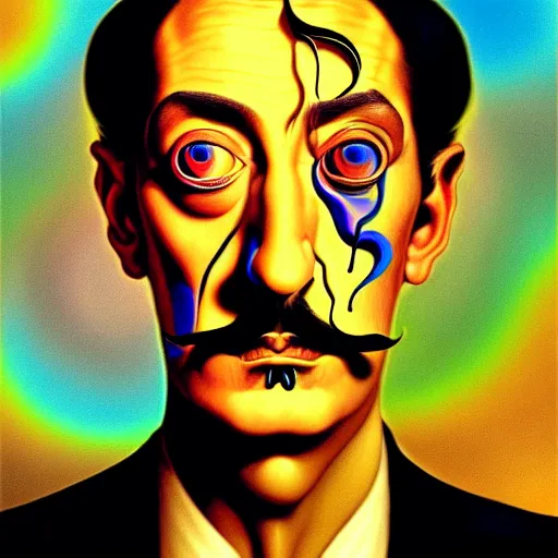 Image similar to An extremely psychedelic portrait of Salvador Dali, surreal, LSD, face, detailed, intricate, elegant, lithe, highly detailed, digital painting, magical, Occult, artstation, concept art, smooth, sharp focus, illustration