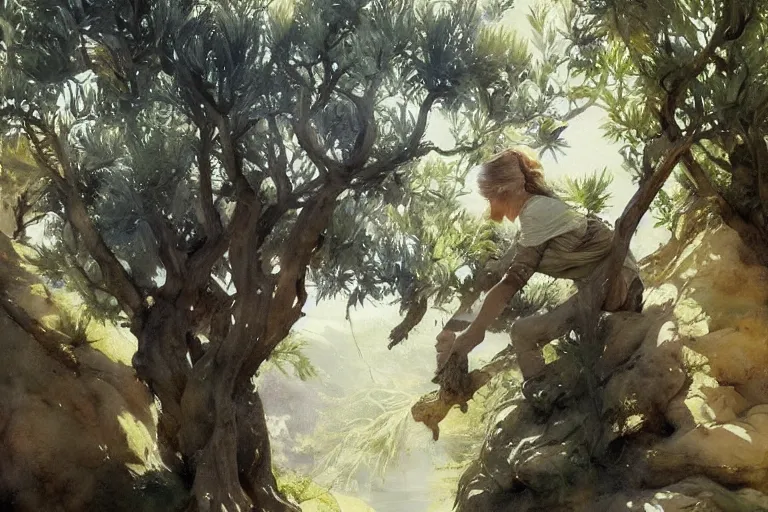 Prompt: watercolor painting of olive tree, scandinavian mythology, art by hans gude, art by hans dahl, by jesper ejsing, art by anders zorn, wonderful masterpiece by greg rutkowski, cinematic light, american romanticism by greg manchess, creation by tyler edlin