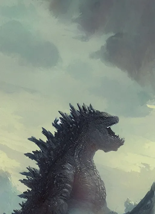 Image similar to Godzilla wearing a diaper, highly detailed, digital painting, artstation, concept art, sharp focus, illustration, art by greg rutkowski and alphonse mucha