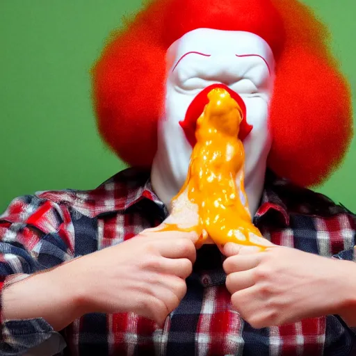 Image similar to ronald mcdonald puking vomiting